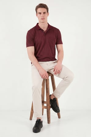 Buratti Pamuklu Regular Fit Göğüs Cepli Düğmeli Polo T Shirt Erkek POLO T SHİRT 4565001 BORDO