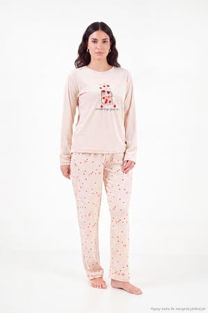 Lela Desenli Yumuşak Dokulu Uzun Kollu Pijama Takımı Kadın PİJAMA TAKIMI 65750155 SOMON