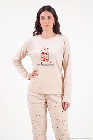 Lela Desenli Yumuşak Dokulu Uzun Kollu Pijama Takımı Kadın PİJAMA TAKIMI 65750155 SOMON