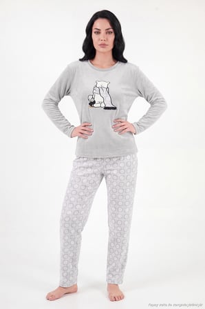 Lela Desenli Yumuşak Dokulu Uzun Kollu Pijama Takımı Kadın PİJAMA TAKIMI 6575016 GRİ