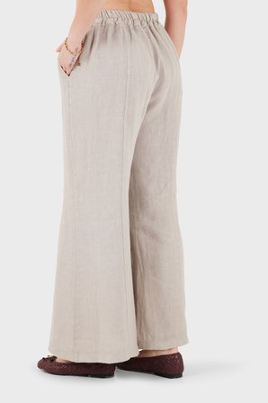 Via Dante % 100 Keten Relaxed Fit Brode İşlemeli Pantolon Bayan PANTOLON 69912211 VİZON