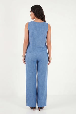 Lela Aksesuar Detaylı Kruvaze Katlı Yazlık İkili Takım Bayan TAKIM 5867016 MAVİ