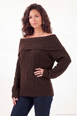 lela oversize fit madonna yaka triko kazak kadın kazak 4615216 kahve