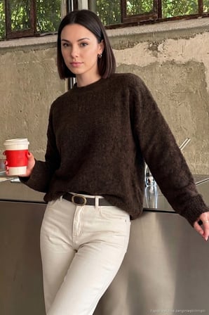 Lela Regular Fit Dik Yaka Yumuşak Dokulu Triko Kazak Kadın KAZAK 4616222 KAHVE