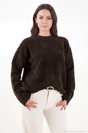 Lela Regular Fit Dik Yaka Yumuşak Dokulu Triko Kazak Kadın KAZAK 4616222 KAHVE