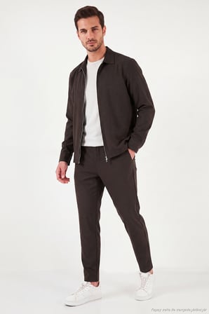 Buratti Regular Fit Belden Bağlamalı Düz Paça Pantolon Erkek PANTOLON CF26W6111111 KOYU KAHVE