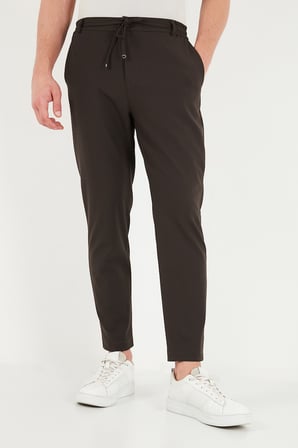 Buratti Regular Fit Belden Bağlamalı Düz Paça Pantolon Erkek PANTOLON CF26W6111111 KOYU KAHVE