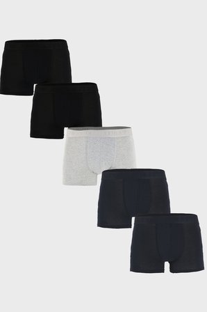 Buratti Yumuşak Dokulu Nefes Alabilen Rahat Pamuklu 5' li Boxer Erkek BOXER 701001 Siyah-Lacivert-Gri