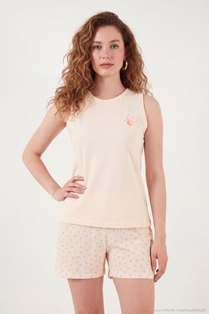 Lela Baskılı Pamuklu Bisiklet Yaka Şortlu Pijama Takımı Bayan PİJAMA TAKIMI 65790786 SOMON