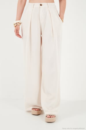 Lela Relaxed Fit Yüksek Bel Geniş Paça Pantolon Bayan PANTOLON 668YP5515 TAŞ