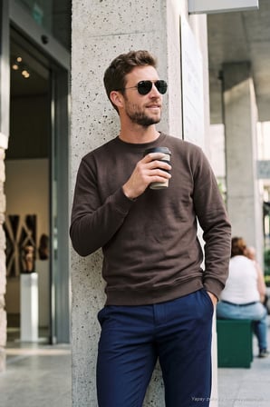 Buratti Pamuklu Relaxed Fit Bisiklet Yaka Sweat Erkek SWEAT 5901257 Acı Kahve