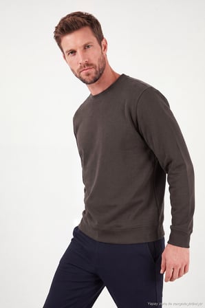 Buratti Pamuklu Relaxed Fit Bisiklet Yaka Sweat Erkek SWEAT 5901257 Acı Kahve