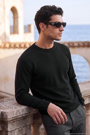 Buratti Pamuk Karışımlı Relaxed Fit Bisiklet Yaka Kazak Erkek SWEAT 5905837 SİYAH