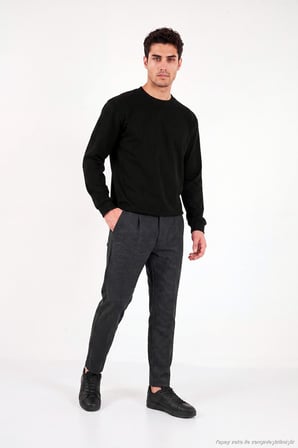 Buratti Pamuk Karışımlı Relaxed Fit Bisiklet Yaka Kazak Erkek SWEAT 5905837 SİYAH