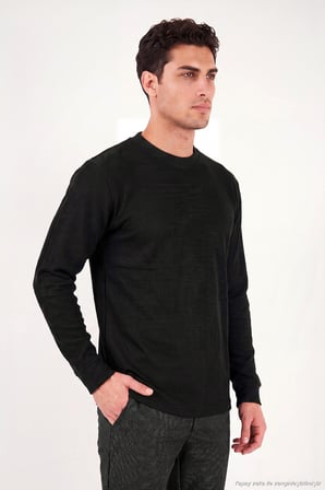 Buratti Pamuk Karışımlı Relaxed Fit Bisiklet Yaka Kazak Erkek SWEAT 5905837 SİYAH
