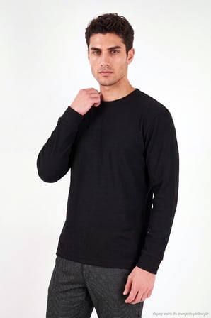 Buratti Pamuk Karışımlı Relaxed Fit Bisiklet Yaka Kazak Erkek SWEAT 5905837 SİYAH