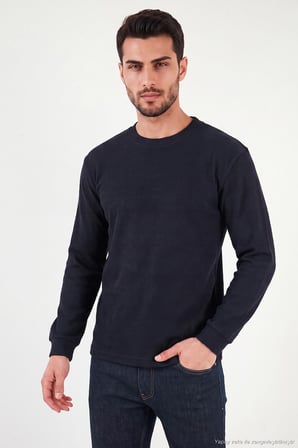 Buratti Pamuk Karışımlı Relaxed Fit Bisiklet Yaka Kazak Erkek SWEAT 5905837 LACİVERT