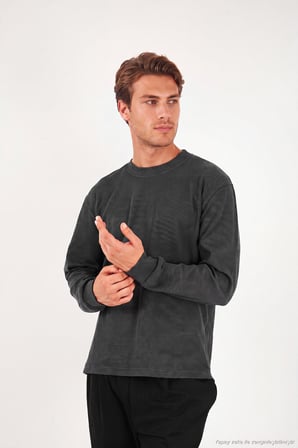 Buratti Pamuk Karışımlı Relaxed Fit Bisiklet Yaka Kazak Erkek SWEAT 5905837 ANTRASİT