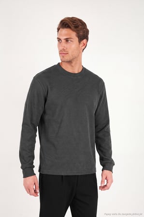 Buratti Pamuk Karışımlı Relaxed Fit Bisiklet Yaka Kazak Erkek SWEAT 5905837 ANTRASİT