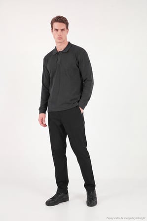Buratti Pamuklu Düğmeli Polo Yaka Sweat Erkek POLO YAKA SWEAT 5905838 ANTRASİT