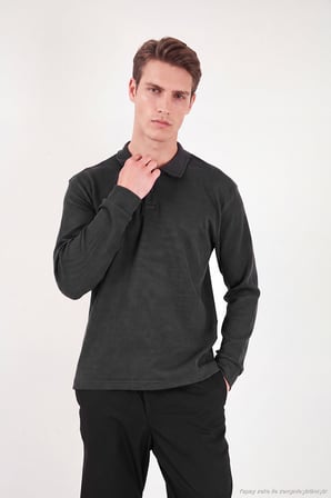 Buratti Pamuklu Düğmeli Polo Yaka Sweat Erkek POLO YAKA SWEAT 5905838 ANTRASİT