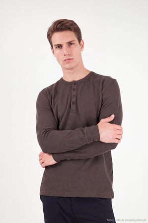 Buratti Pamuklu Regular Fit Düğmeli Bisiklet Yaka Sweat Erkek SWEAT 5905852 KAHVE