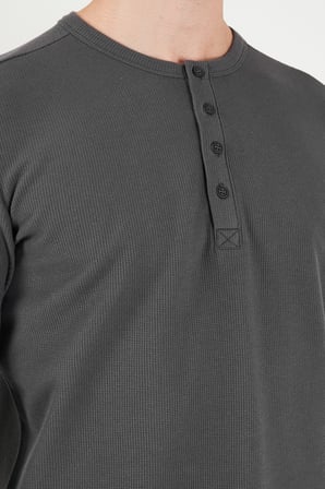 Buratti Pamuklu Regular Fit Düğmeli Bisiklet Yaka Sweat Erkek SWEAT 5905852 ANTRASİT