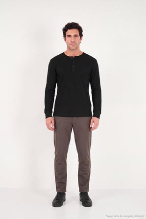 Buratti Pamuklu Regular Fit Düğmeli Bisiklet Yaka Sweat Erkek SWEAT 5905852 SİYAH