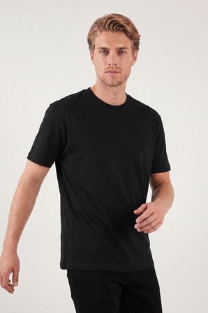 Buratti Pamuklu Relaxed Fit Bisiklet Yaka Basic T Shirt Erkek T SHİRT 5905884 SİYAH