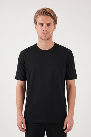 Buratti Pamuklu Relaxed Fit Bisiklet Yaka Basic T Shirt Erkek T SHİRT 5905884 SİYAH