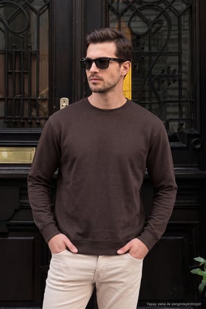 Buratti Pamuklu Regular Fit Bisiklet Yaka Sweat Erkek SWEAT 5905965 KAHVE
