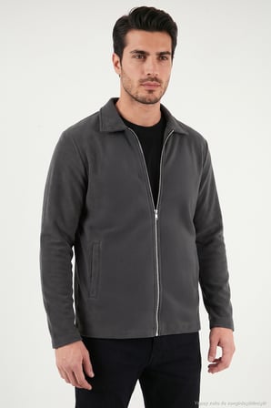 Buratti Anti-Pilling Tüylenme Yapmayan Fermuarlı Polar Ceket Erkek POLAR CEKET 5906085 ANTRASİT