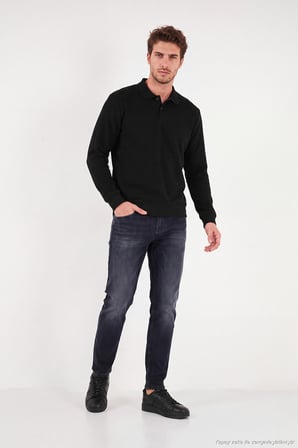 Buratti Pamuklu Regular Fit Yumuşak Dokulu Düğmeli Polo Yaka Kazak Erkek POLO YAKA KAZAK 5906103 SİYAH