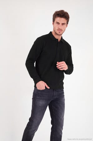 Buratti Pamuklu Regular Fit Yumuşak Dokulu Düğmeli Polo Yaka Kazak Erkek POLO YAKA KAZAK 5906103 SİYAH