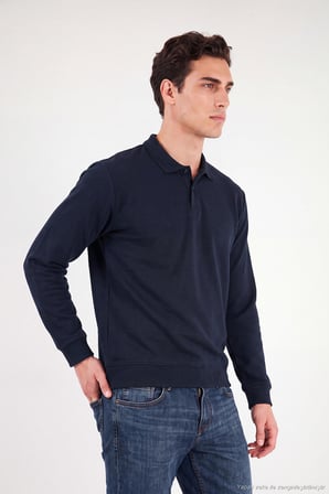 Buratti Pamuklu Regular Fit Yumuşak Dokulu Düğmeli Polo Yaka Kazak Erkek POLO YAKA KAZAK 5906103 LACİVERT