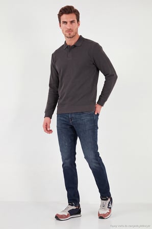 Buratti Pamuklu Regular Fit Yumuşak Dokulu Düğmeli Polo Yaka Kazak Erkek POLO YAKA KAZAK 5906103 ANTRASİT
