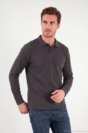 Buratti Pamuklu Regular Fit Yumuşak Dokulu Düğmeli Polo Yaka Kazak Erkek POLO YAKA KAZAK 5906103 ANTRASİT