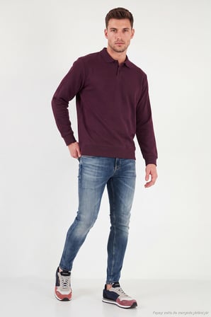 Buratti Pamuklu Regular Fit Yumuşak Dokulu Düğmeli Polo Yaka Kazak Erkek POLO YAKA KAZAK 5906103 BORDO
