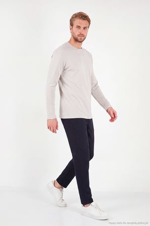 Buratti Pamuklu Bisiklet Yaka Basic Sweat Erkek SWEAT 59050742 TAŞ