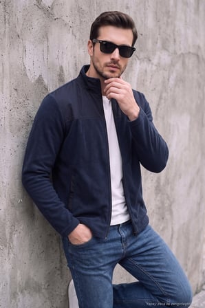 Buratti Regular Fit Garnili Dik Yaka Sıcak Tutan Polar Mont Erkek POLAR MONT 59060443 KOYU LACİVERT