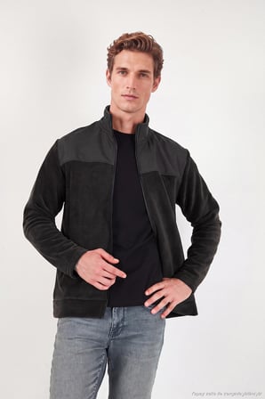 Buratti Regular Fit Garnili Dik Yaka Sıcak Tutan Polar Mont Erkek POLAR MONT 59060443 ANTRASİT