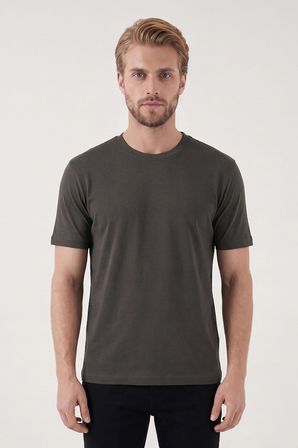 Buratti Pamuklu Relaxed Fit Bisiklet Yaka Basic T Shirt Erkek T SHİRT 5905884 KAHVE