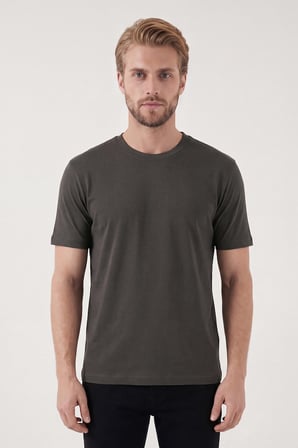 Buratti Pamuklu Relaxed Fit Bisiklet Yaka Basic T Shirt Erkek T SHİRT 5905884 KAHVE