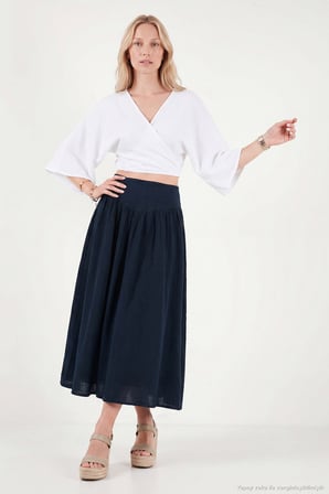 Lela Pamuklu Regular Fit Bağlamalı Crop Kimono Bayan KİMONO 668YL2783 BEYAZ