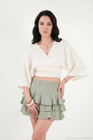 Lela Pamuklu Regular Fit Bağlamalı Crop Kimono Bayan KİMONO 668YL2783 TAŞ