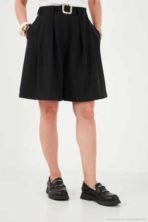 Lela Kemerli Yüksek Bel Relaxed Fit Bermuda Short Bayan SHORT 145M39764 SİYAH