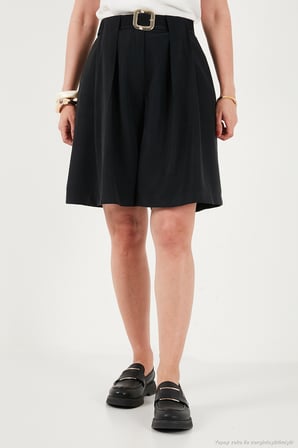 Lela Kemerli Yüksek Bel Relaxed Fit Bermuda Short Bayan SHORT 145M39764 SİYAH