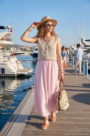 Lela Pamuk Karışımlı Normal Kalıp Lastikli Bel Etek Bayan ETEK 4613143 PEMBE