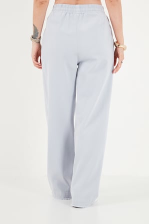 Lela Pamuklu Belden Bağlamalı Yüksek Bel Geniş Paça Cepli Regular Fit Pantolon Bayan PANTOLON 668YP4760 BEBE MAVİ