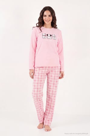 Lela Desenli Yumuşak Dokulu Kışlık Polar Pijama Takımı Kadın PİJAMA TAKIMI 6575031 PEMBE